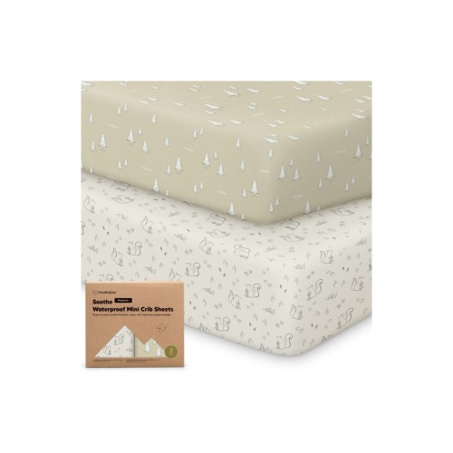 2-Pack Soothe [Protect+] Waterproof Mini Crib Sheets