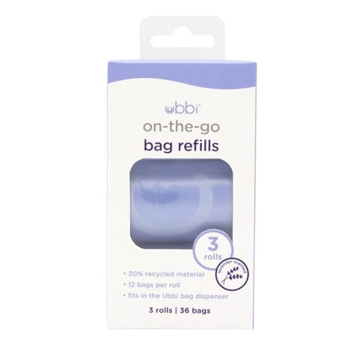 Ubbi On-the-Go Refill Bags, Lavender Scented, Value Pack of 36, Baby On The Go Diapering Essentials