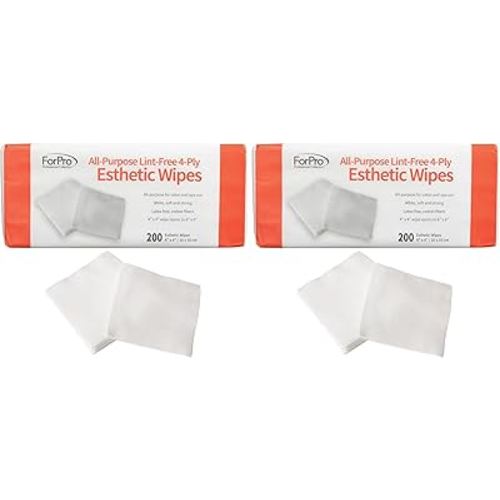 ForPro Professional Collection Esthetic Wipes, 4-Ply, Lint-Free, 200-Count Pack of 2 | 4" x 4" | Non-Woven | Soft & Strong | For Salon & Spa