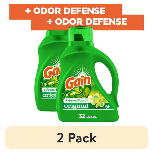 (2 pack) Gain Laundry Detergent Liquid with Odor Fighters, Original Scent, 46 fl oz, 32 Loads