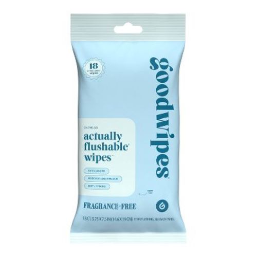 Goodwipes Fragrance-Free Flushable Personal Wipes Travel Size - 18ct