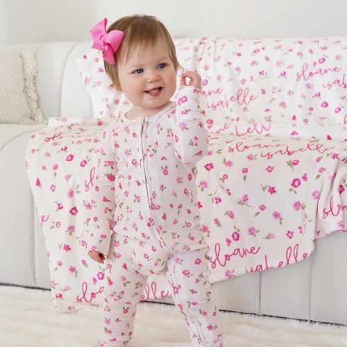 Penny's Posies Waffle Bamboo Convertible Zip Romper