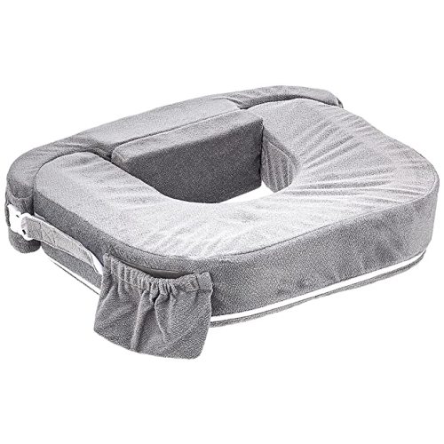 My Brest Friend Twin Nursing Pillow - Enhanced Comfort with Slipcover - Ultimate Ergonomic Support for Breastfeeding- Adjustable Strap and Silent Release Buckle with Handy Side Pocket, Evening Grey