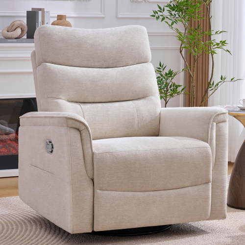 Aemeios Recliner Chair, Oversized Swivel Rocker Chair for Adults, Wide Glider , Nursery Chairs for Living Room, Camel