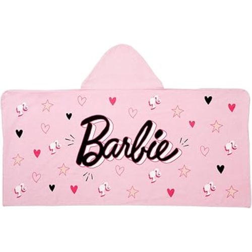 Barbie Bath/Pool/Beach Cotton Hooded Towel Wrap, 24 in x 50 in