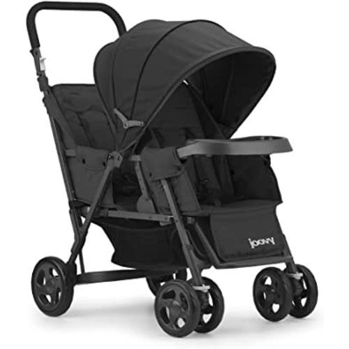 Joovy Caboose Too Sit and Stand Double Stroller Featuring Universal Car Seat Adapter, 3-Way Reclining Seats, Option to Use Rear Seat, Bench Seat, or Standing Platform (Black)