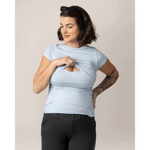 Kiera Boat Neck Maternity & Nursing Top | French Blue - Kindred Bravely