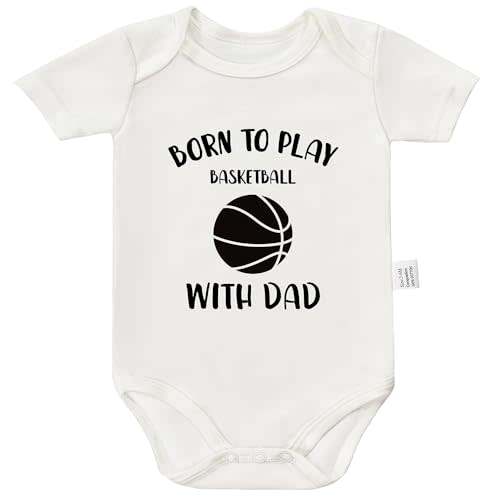 Cviwsluad Born to Play Basketball with Dad Baby Bodysuit, Gender Neutral Infant Clothes, Boys Girls Short Sleeve Jumpsuits