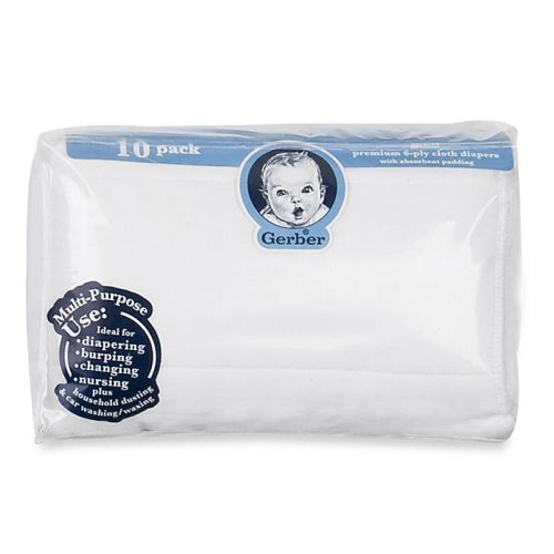 Gerber® 10-Pack Gauze Prefolded Cotton Diapers with Pads