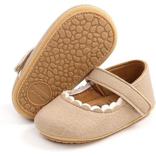 WILLFUN Baby Girls Mary Jane Flats Floral Princess Dress Crib Shoes Non-Slip for Toddler First Walkers