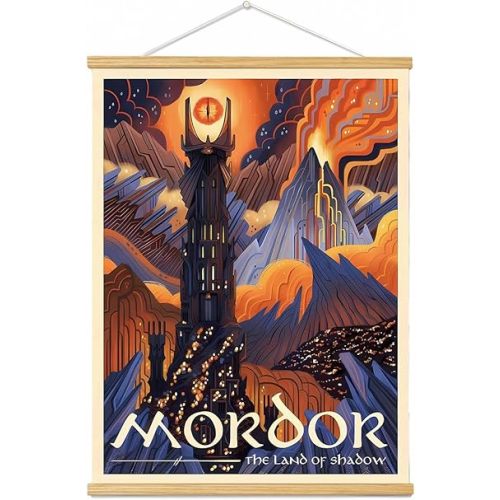 Meksular Middle Earth Landscape Wall Art Prints Canvas PaintingFantasy Posters, Wall Pictures, For Travel Gift, Canvas Art with Frames, For Office Home Decor Bedroom Living Room Wall Decor.