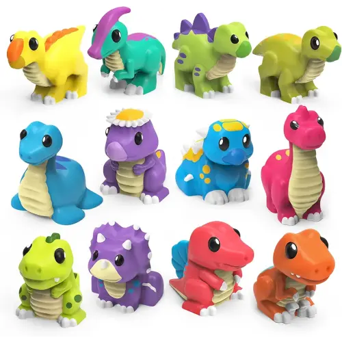 Tub Works® Dinosaur Mold Free Bath Toys, 12 Pack | Sealed, No Hole Bath Toys Design Keeps Moisture Out | Soft, Squeezable & Float on Water | Easy-Grip Baby & Toddler Bath Toy Set | Baby Pool Toys