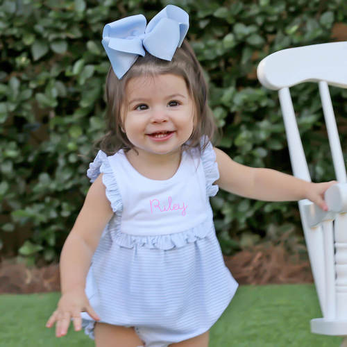 Light Blue Stripe Knit Bib Bubble