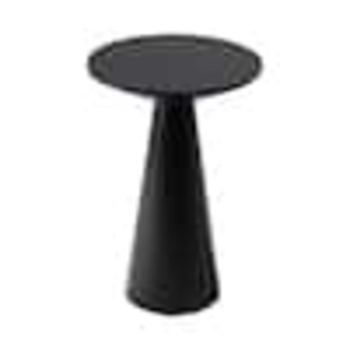 FUIN Farmhouse Pedestal 13.5 in. Round Solid Wood End Table in Black PH03077-2