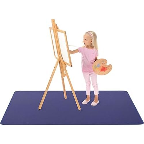 MonsterMat Extra Large Waterproof Splat Mat – 60"x60" Super Jumbo Mess Mat for Floor & Table Protection Washable Mat for Arts, Crafts, Painting, and Playtime (Grey) (Navy Blue)