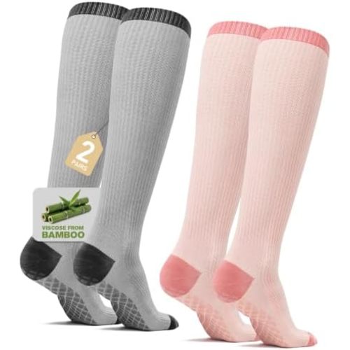 SONORAN Compression Socks for Pregnant Women (2/3 Pairs) 15-20 mmHg Bamboo Viscose Non-slip Sock for Nurses Pregnancy