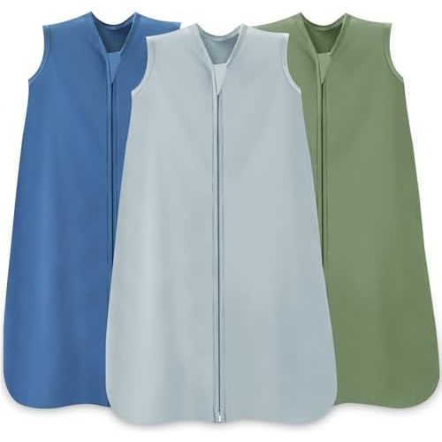 Baby Sleep Sack 6-12 Months, 100% Cotton Wearable Blanket, 0.5 Tog, 3 Pack