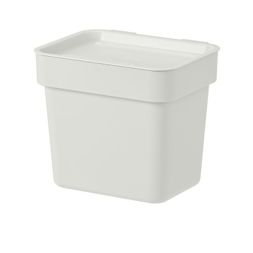 HÅLLBAR Bin with lid - light gray 101 oz