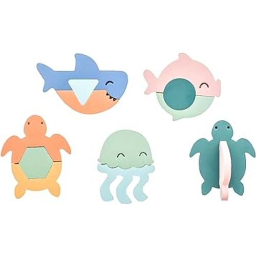 Copper Pearl 15-Piece Foam Bath Toy Set: Floating Foam Shapes for Kids, Fun Puzzle Bath Foam for Toddlers, Stick-On Baby Bath Toys, Enhances Problem Solving and Coordination, Ages 3+