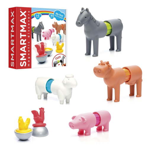 SmartMax STEM Magnetic Discovery Building Set with Soft Farm Animals for Ages 1-5