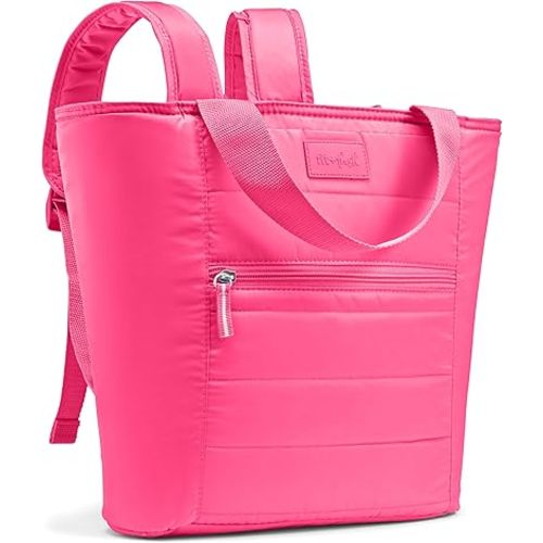 Fit & Fresh Mari Cooler Backpack for Women, Insulated Leakproof Soft Cooler Bag (12 Can), Lunch Tote, Beach Cooler, Lightweight Travel Picnic Tote, Hot Pink