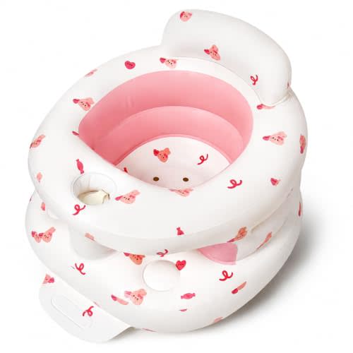 TDTOK Inflatable Baby Seat, Sit Me Floor Seat for Babies 3 Months Up, Inflatable Baby Chair with Fence & Built-in Air Pump for Home, Travel