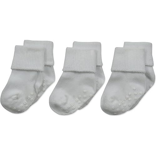 Jefferies Socks Unisex Baby Organic Cotton Non-Skid Turn Cuff Socks 3 Pair Pack