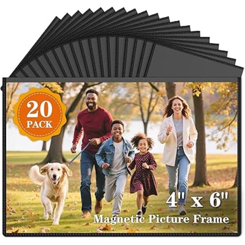 20 Pack Magnetic Picture Frames for Refrigerator 4x6 Inch, Magnetic Photo Frames Reusable, Magnetic Frame Refrigerator Magnets For Pictures Locker Wall Cabinet
