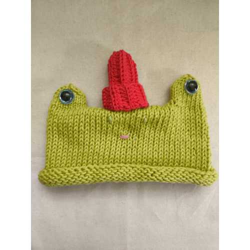 Handknit 100% cotton froggy hat for baby size 0-6/6-12/12-18 m