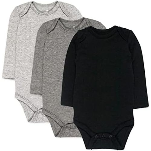HonestBaby Baby 3-Pack Long Sleeve Bodysuits One-piece Organic Cotton for Infants