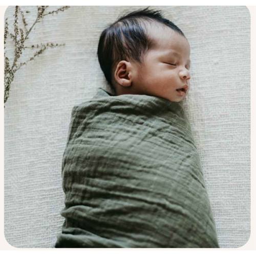 Dusty Olive Organic Muslin Wrap | Snuggle Hunny