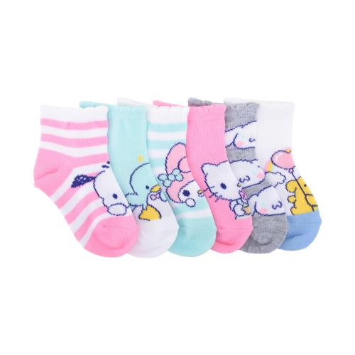 Toddler Girls 6 Pair Hello Kitty Quarter Ankle Socks