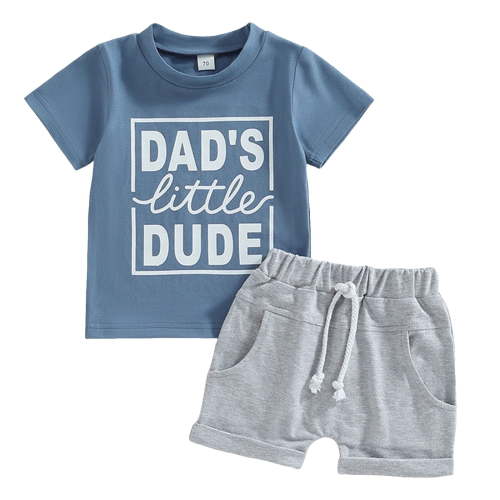 Gerichy Baby Boy Outfits Toddler Baby Boy Summer Clothes Letter DAD'S little DUDE Print Shorts Set 0 6 12 18 24 Months Outfits Baby Boys Summer Outfit