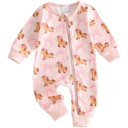 Western Baby Girl Clothes Zipper Romper Long Sleeve Fall Jumpsuit