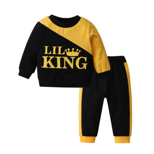 Infant Baby Boy Clothes Letter Long Sleeve Cotton Tops and Long Pants Set Fall Sweatsuits Outfits Yellow 9-12 Months