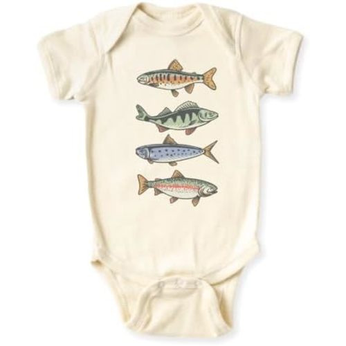 Trout Fish Baby Bodysuit Fishing Tshirt for Kids Toddler Tee Cute Baby Gift for Baby Clothes Fishing Outfit