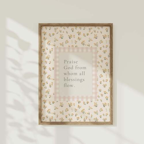 Praise God Floral Nursery Print – Vintage Girls Room Bible Verse Art (Digital Download)