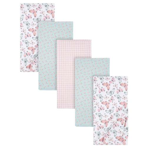 5-Pack Baby Girls Butterfly Flannel Receiving Blankets