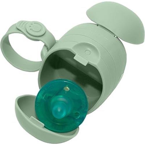 Ubbi On-The-Go Dual Pacifier Holder, Keep's Baby's Binkies Clean and Accessible, Portable for Travel, Diaper Bag Accessory Must Have for Newborns, Sage Green