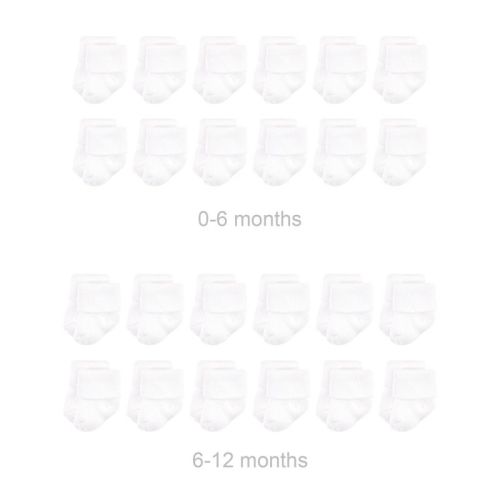 Luvable Friends Baby Grow with Me Cotton Terry Socks, White, 0-6 and 6-12 Months