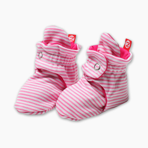 Zutano Candy Stripe Cotton Baby Booties - Hot Pink, 3-6 Months