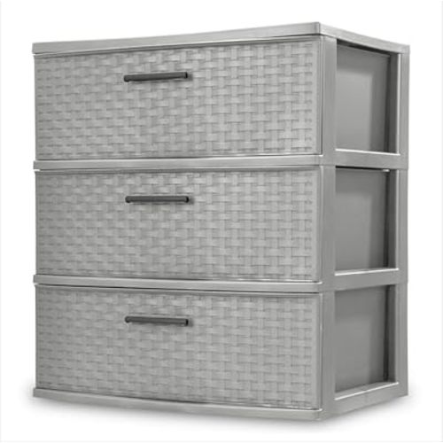 3 Drawer Wide Weave Tower color：Cement
