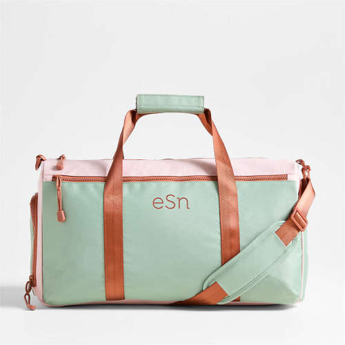 Personalized Dreamer Pink and Mint Green Colorblock Kids Duffel Bag
