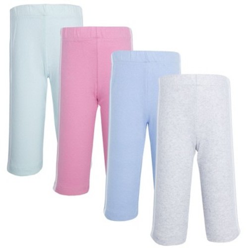 Hudson Baby Girl Cotton Pants and Leggings, Heather Gray Pink, 0-3 Months