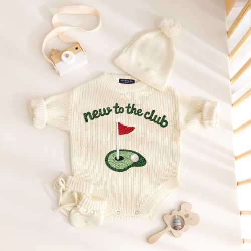 New To The Club Golf Baby Romper, Embroidered Baby Golf Jumper, Baby Sports Team Romper, Daddy's Golfing Buddy, Pregnancy Reveal for Dad