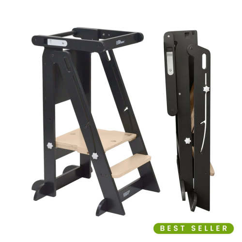 Little Partners Learn ‘N Fold Learning Tower, Charcoal with Natural