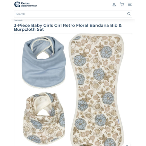 3-Piece Baby Girls Girl Retro Floral Bandana Bib & Burpcloth Set – Gerber Childrenswear