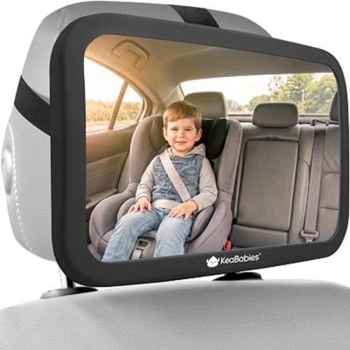 KeaBabies Baby Car Seat Mirror, Wide View, Shatterproof (Matte Black)