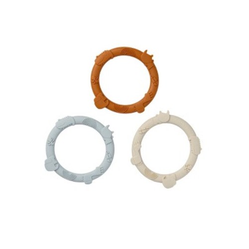 Loulou Lollipop Silicone Wild Teething Ring Soother Set - Ginger Honey 3pc