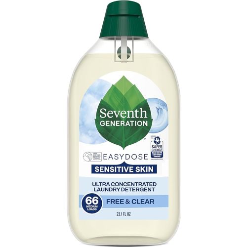 Seventh Generation EasyDose Laundry Detergent, Ultra Concentrated: 66 Loads, Free & Clear Designed for Sensitive Skin, 23.1 Fl Oz